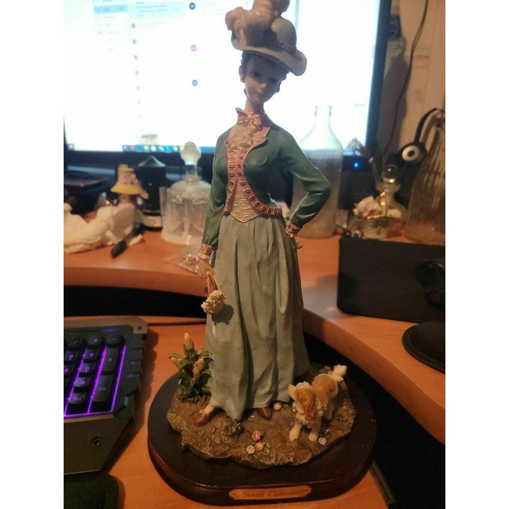 Vintage Gentili Collection Figurine 8” x 13” Woman and  Dog